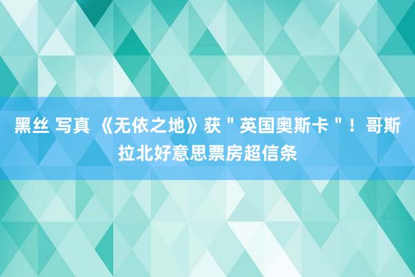 黑丝 写真 《无依之地》获＂英国奥斯卡＂！哥斯拉北好意思票房超信条