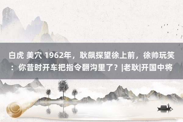 白虎 美穴 1962年，耿飙探望徐上前，徐帅玩笑：你昔时开车把指令翻沟里了？|老耿|开国中将