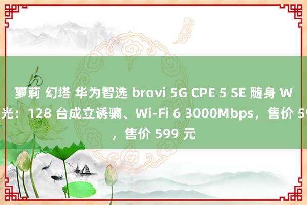 萝莉 幻塔 华为智选 brovi 5G CPE 5 SE 随身 WiFi 曝光：128 台成立诱骗、Wi-Fi 6 3000Mbps，售价 599 元